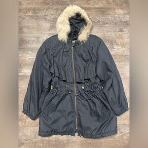DAMSELLE New York Vintage Faux Fur Trim Hood Coat Size Medium
